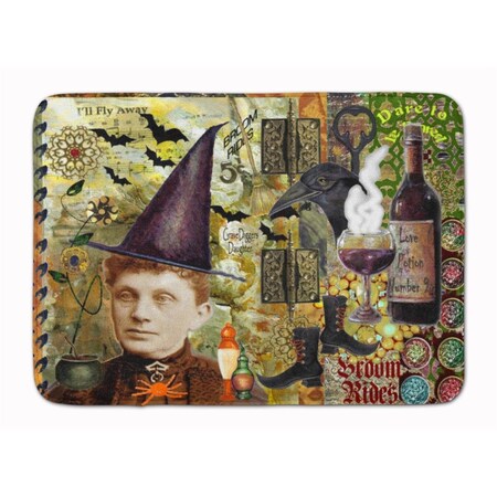 Carolines Treasures Broom Rides and Spells Halloween Machine Washable Memory Foam Mat PJC1069RUG